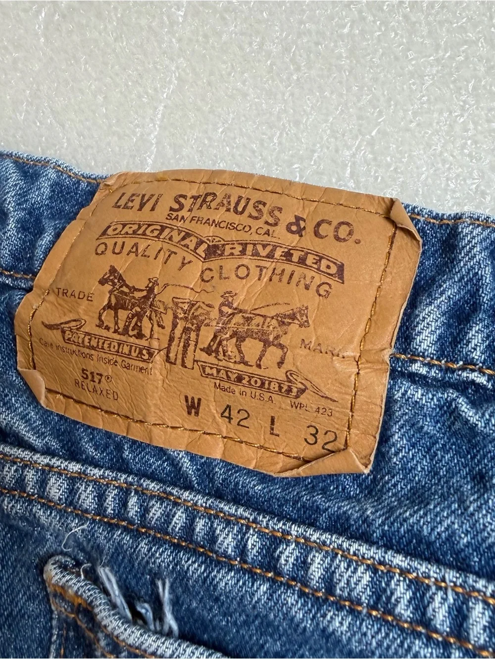 Vintage Levis 517 Bootcut Jeans Mens 40x28 (tag 42x32) USA Orange Tab Blue Note